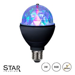 3W roterande LED discolampa med E27 sockel och RGB-färger