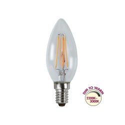 4W filament lampa med E14 sockel 300lm - Dim-to-warm 3000-2200K