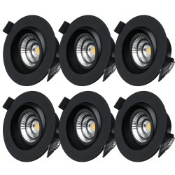 M-Penny 6-pack 7,4W svarta slimmade LED spotlights 3000K IP44