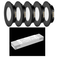 Svart bänkbelysning 5-pack LED puckar 3000K