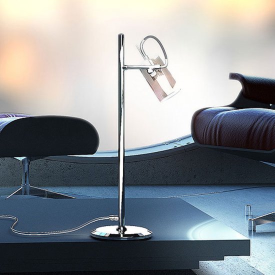 Bugsy Bordslampa 49cm kromad med kromfärgat glas