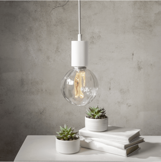 Textilkabel Slim E27-sockel vit