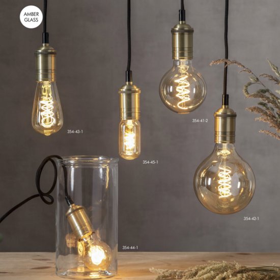 3,5W LED-lampa E27 G125 Amber Spiral Filament Ø12,5cm