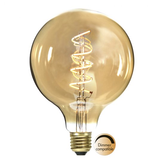 3,5W LED dekorationslampa E27 G125 Amber Spiral Filament Ø12,5cm