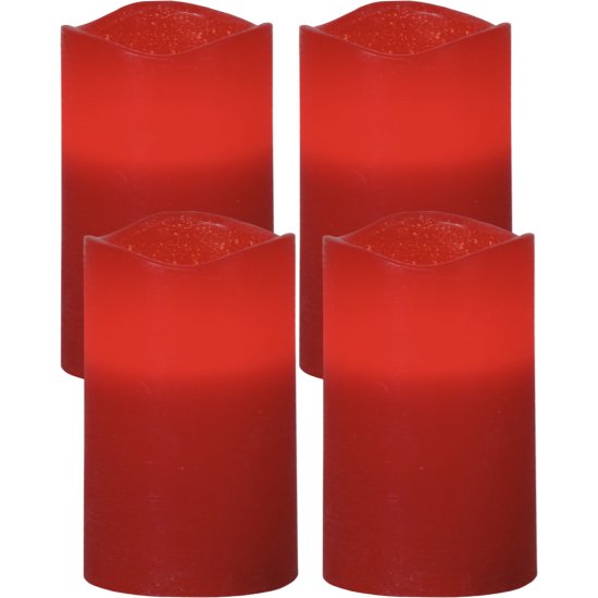 4-Pack Blockljus med timer - röd fyrpack