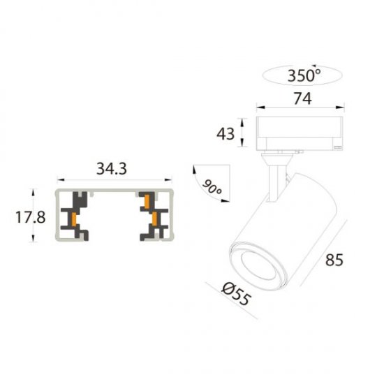 Trackl P-807B 3x7W 3000K