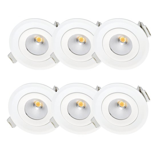 6-pack dimbara LED downlights 9W dim-to-warm IP44 - Gamax