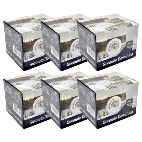 produktförpackningarna 6-pack dimbara LED downlights 9W dim-to-warm IP44 - Gamax