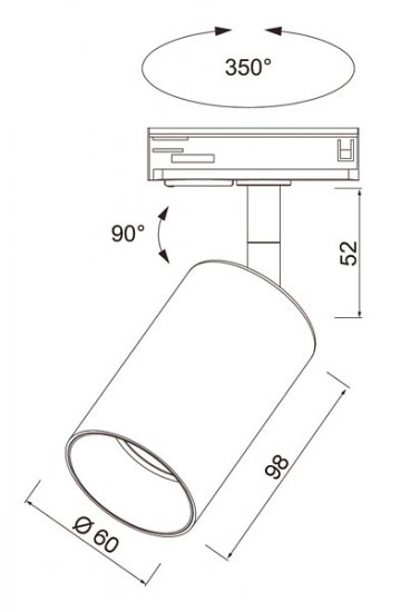 Beam GU10 track light 3-fas svart
