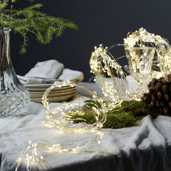 80 cm Dew drop klusterslinga med 80 ljuspunkter - neutralvit