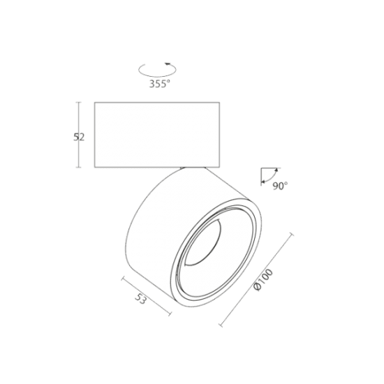 Takspotlight Designlight moon P-186MW utanpåliggande 12W - Svart