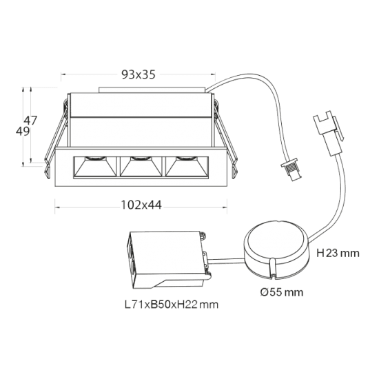 SQ-3 Square Rektangulär Downlight