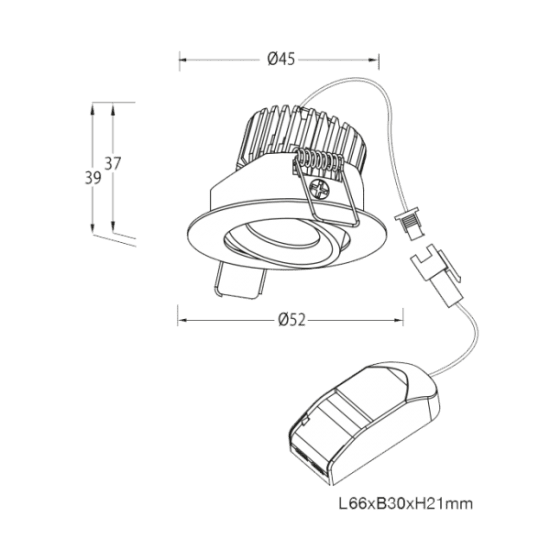 Minidownlight Tilt 4,2W 3000K Svart, Q-16BD.