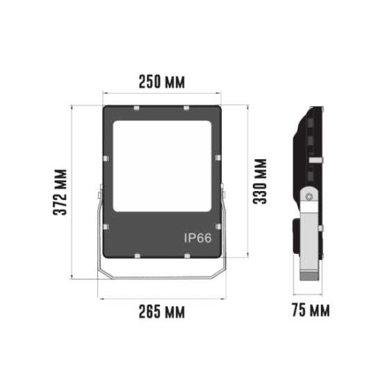 Strålkastare DB-872 72W, Asymmetrisk spridning 90°x30°, 4000K