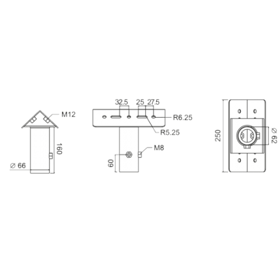 Dubbelfäste stolprör Ø38-62 DB-779