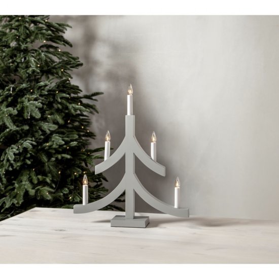 Adventsljusstake Pagod trä 5st lampor 48cm i grått