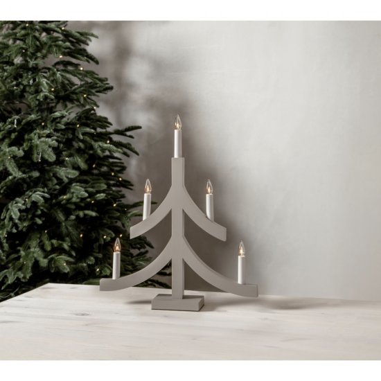 Adventsljusstake Pagod trä 5st lampor 48cm i beige