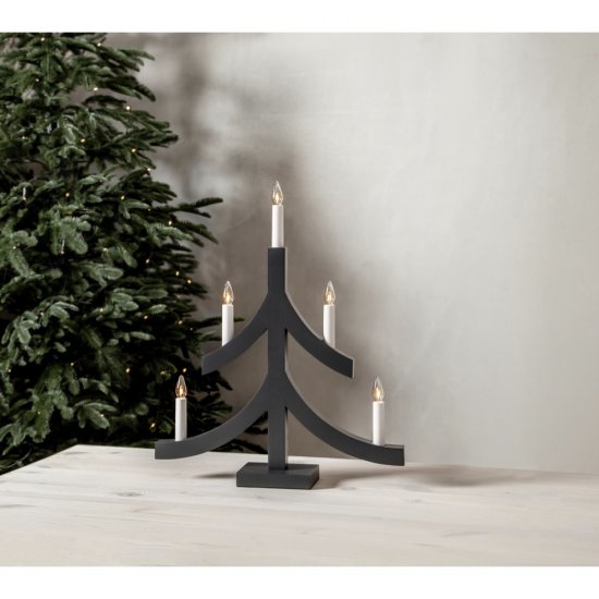 Adventsljusstake Pagod trä 5st lampor 48cm i grafit