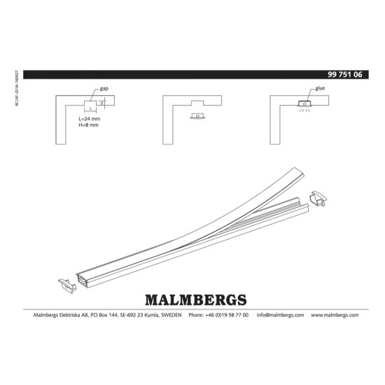 Aluminiumprofil 31mm för LED-stripes 1m utanpåliggande - opal & klar - 9975106 - mått
