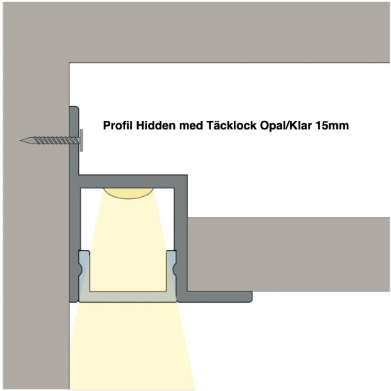 Med täcklock och Profil Hidden Alu 2m Hidealite