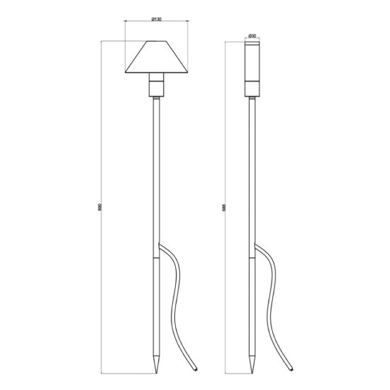 Apollo trädgårdslampa med 3W LED 2 in 1 - mått