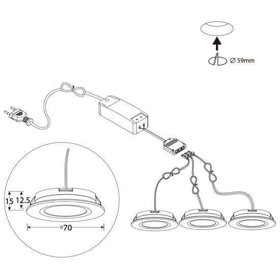 Bänkbelysning 3-pack LED puckar plug and play