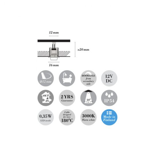 6-pack Bastuaggregats LED spotlight 6x0,3W Silver
