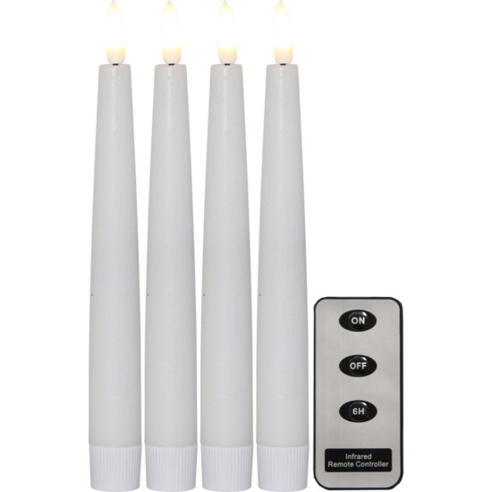 Batteriljus Antik 4-pack Flamme i vitt 20cm med fjärrkontroll