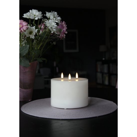 Blockljus Flamme med tre naturtrogna LED lågor 15cm, med timer