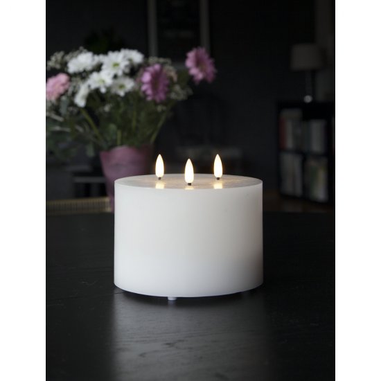 Blockljus Flamme med tre naturtrogna LED lågor 15cm, med timer