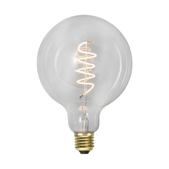 4W LED-lampa E27 G125 Clear Spiral Filament 3-step dim Ø12,5 cm neddimmad