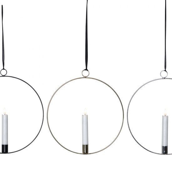 Dekorationsring Ø30cm med Flamme LED ljus 15cm - tre färger