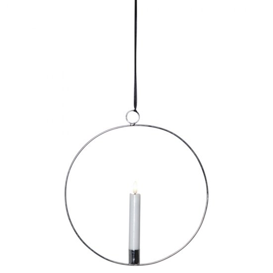 Dekorationsring Ø30cm med Flamme LED ljus 15cm - silver
