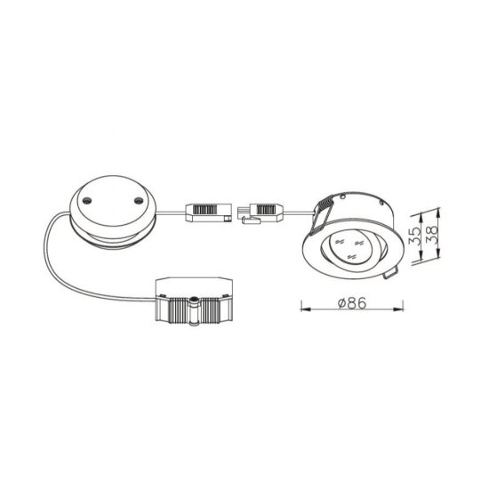 aLED+ ID 600 6,8W LED spotlight - mått med drivdon