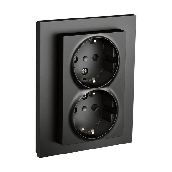 ELKO Plus 2-vägsuttag mj fv - svart från sidan