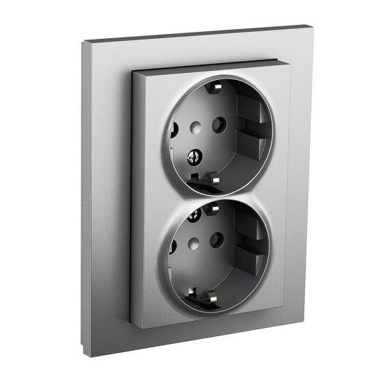 ELKO Plus 2-vägsuttag mj fv - alu från sidan