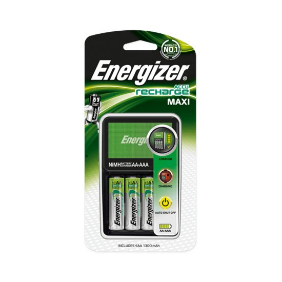 Energizer Recharge MAXI batteriladdare inkl. 4 st 2000/2300mAh batterier.