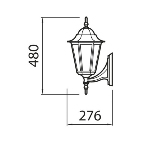 Airam Kartano PR-A-U fasadlampa svart -mått skiss