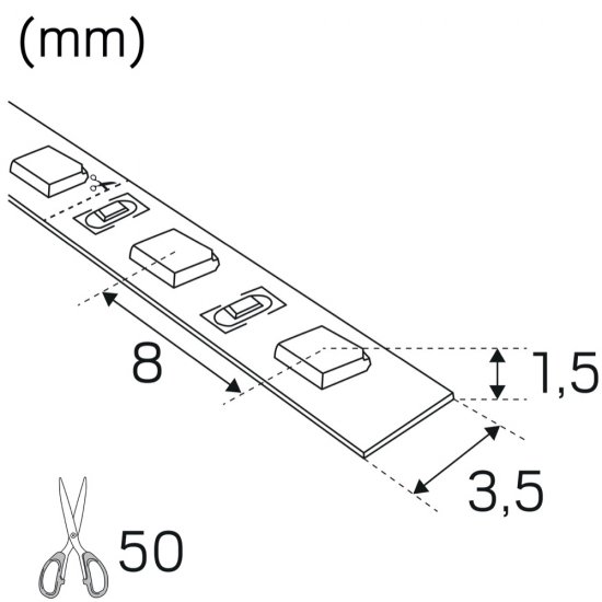 Flexibel LEDstrip endast 3,5mm bred 24V 3000K