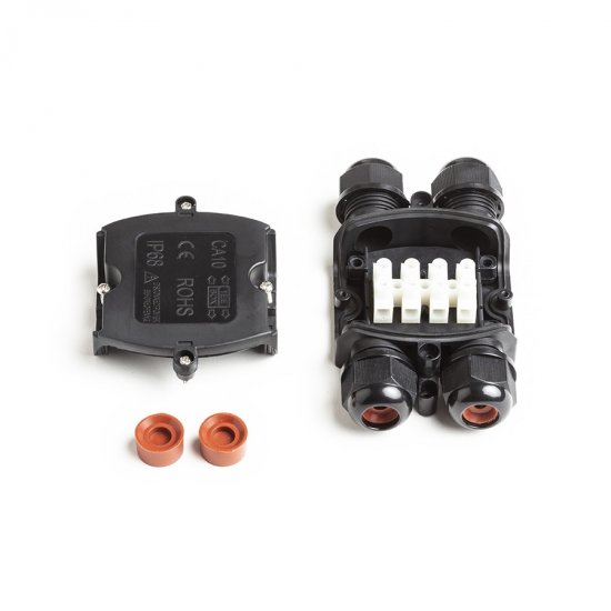 Kopplingsbox för 2x1,5 kabel - IP68 - öppnad