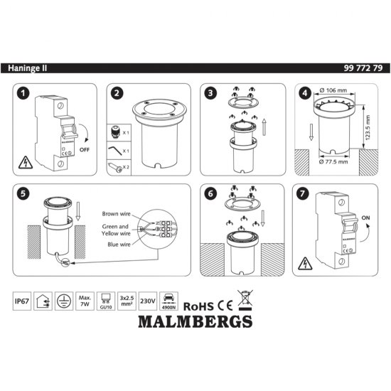 Haninge II Round infälld markspotlight - GU10