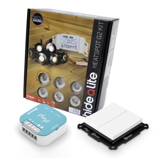 Bastuspotlights Heatspot G2 Kit 2700K 6-pack paket med Plejd LED-10 och WPH-01