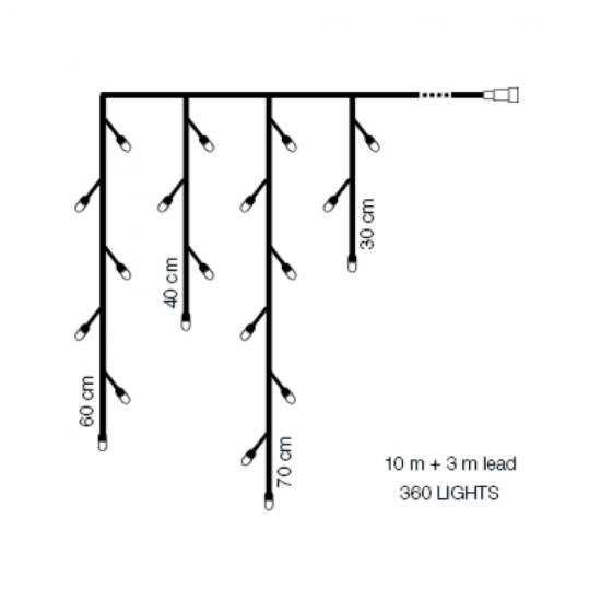 Ice 10m LED istappsslinga 30-70cm 7W - Skiss