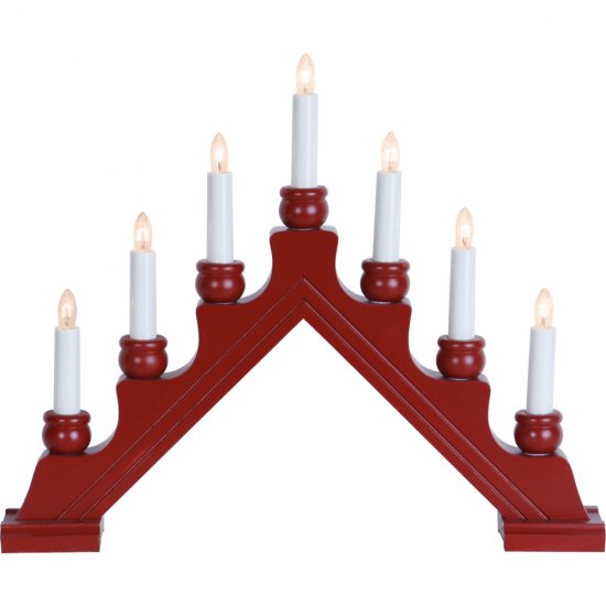 Karin klassisk sjuarmad adventsljusstake i trä 42cm röd