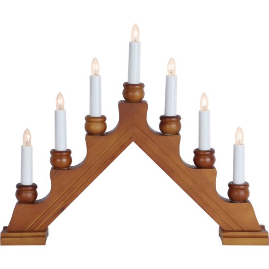 Karin klassisk sjuarmad adventsljusstake i trä 42cm brun