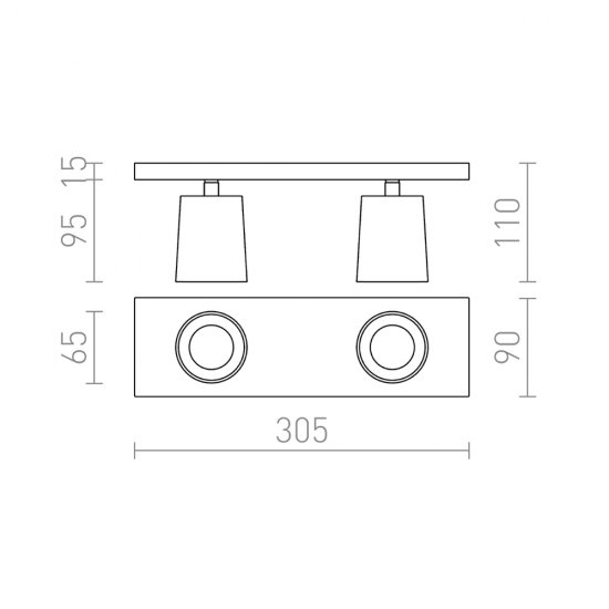 Kenny II för GU10-ljuskällor vit/svart/silver