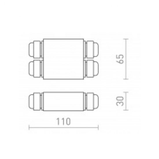 Kopplingsbox för 2x1,5 kabel - IP68 mått