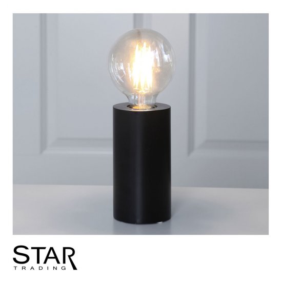 Lampfot Tub i trä 15cm med E27 sockel - svart