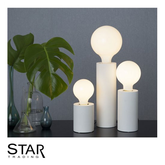 Lampfot Tub i trä 15cm med E27 sockel - vit