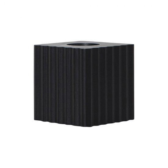 Lampfot BOX i trä med E27 sockel - svart